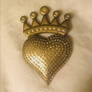 Sisi Amber Crystal Heart with Crown Belt Buckle